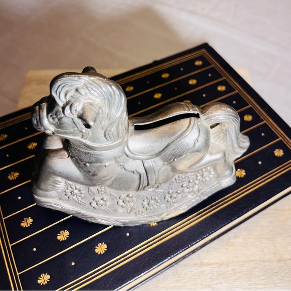 Vintage Silver Plated Rocking Horse Money Bank. Made in Italy - Picture 3 of 6